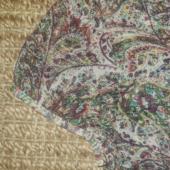 LOFT Paisley Button Down Shirt - Green and Purple - Picture 10 of 10